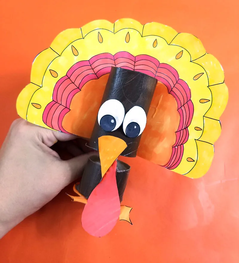 Turkey puppet color-in template