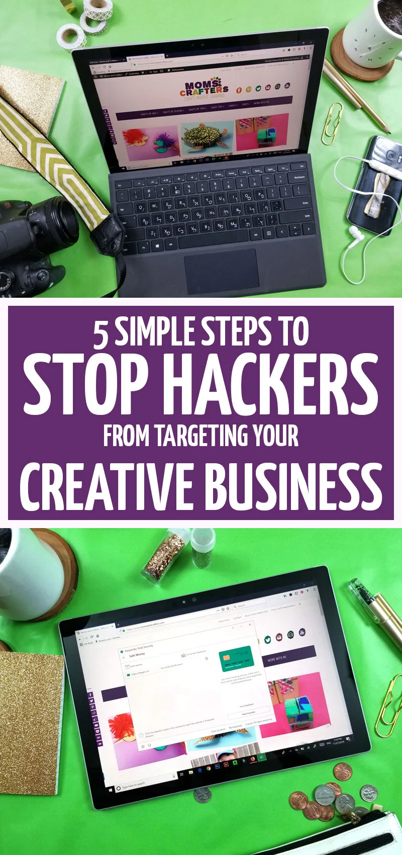 Click to learn how to stop hackers if you're a small business owner, craft seller, or other creative! This tips for selling crafts help you with digital security and are great tips for craft bloggers too! #smallbusiness #craftblogger #security