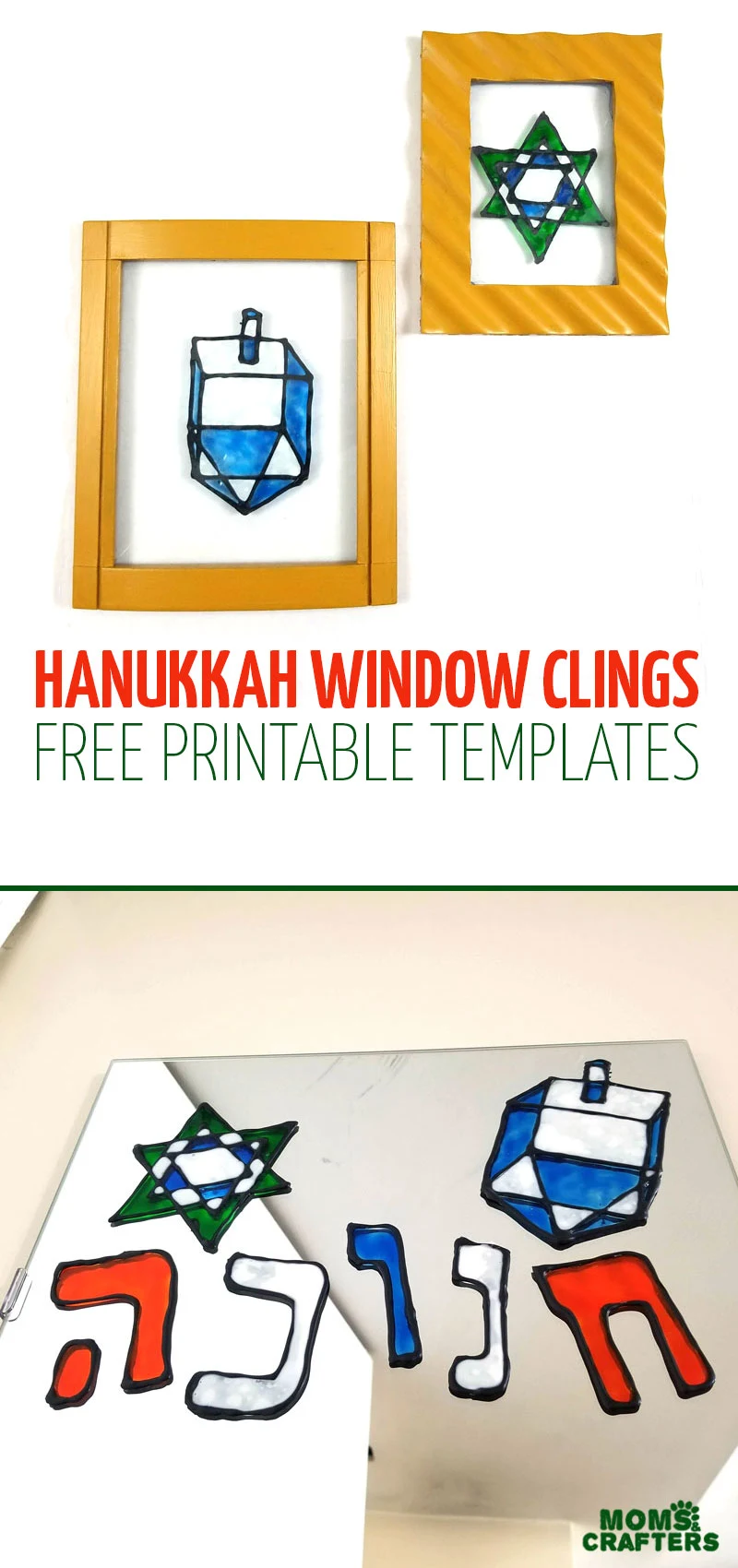 Make some fun DIY Hanukkah window clings witha super fun free printable template! This sweet Chanukah craft for kids and adults make great Hannukah decor