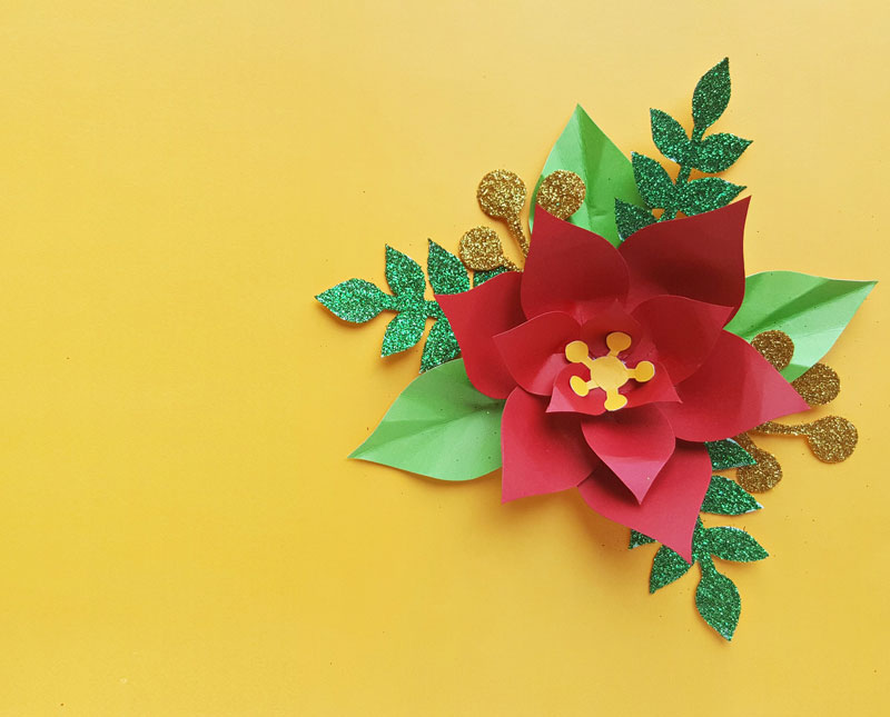 Paper Poinsettia Template + turn it into a DIY Christmas Wreath!