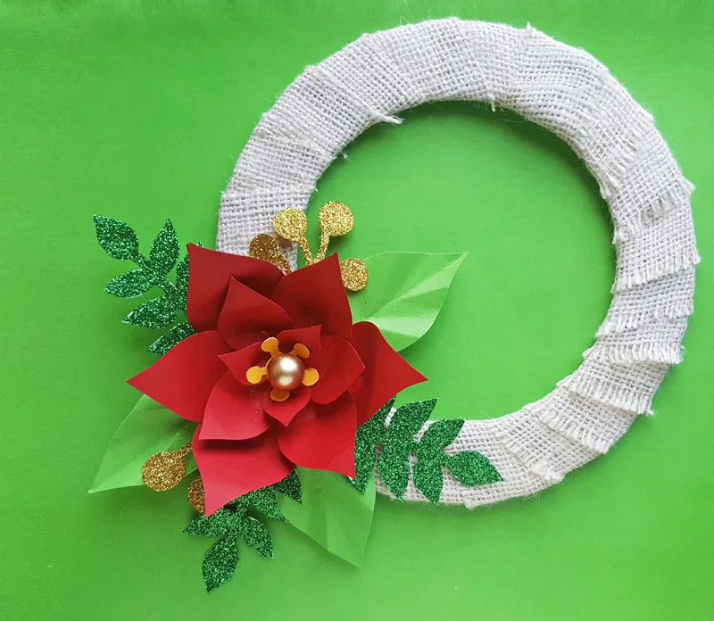 Paper Poinsettia Template + turn it into a DIY Christmas Wreath!