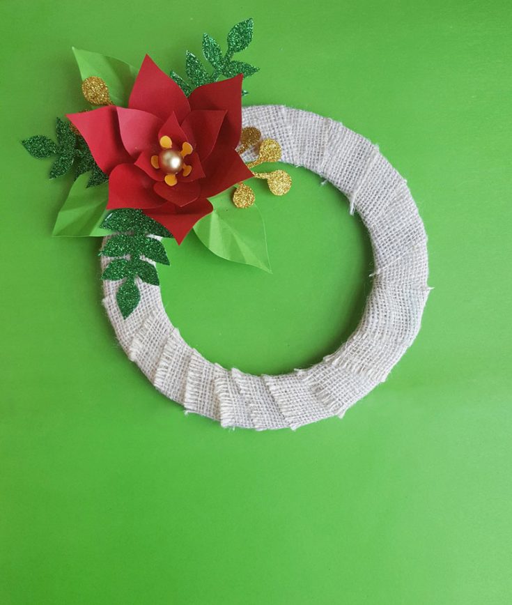 Paper Poinsettia Template + turn it into a DIY Christmas Wreath!