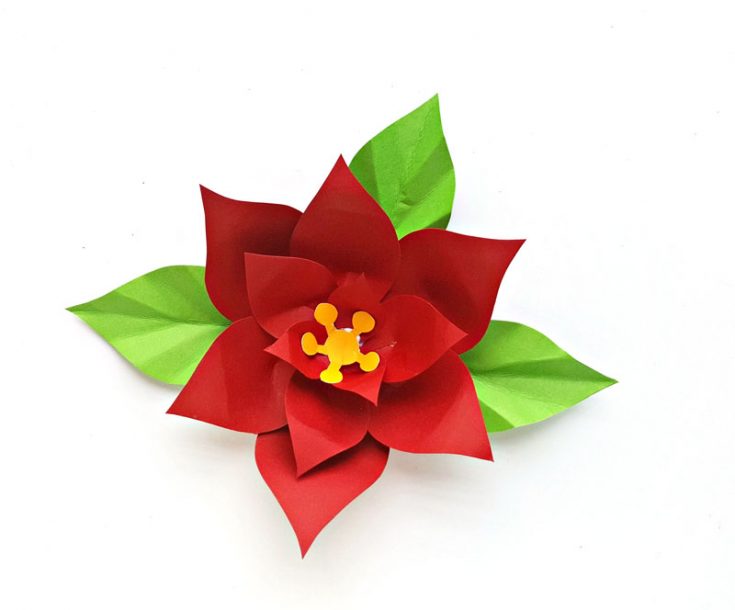 Paper Poinsettia Template + turn it into a DIY Christmas Wreath!