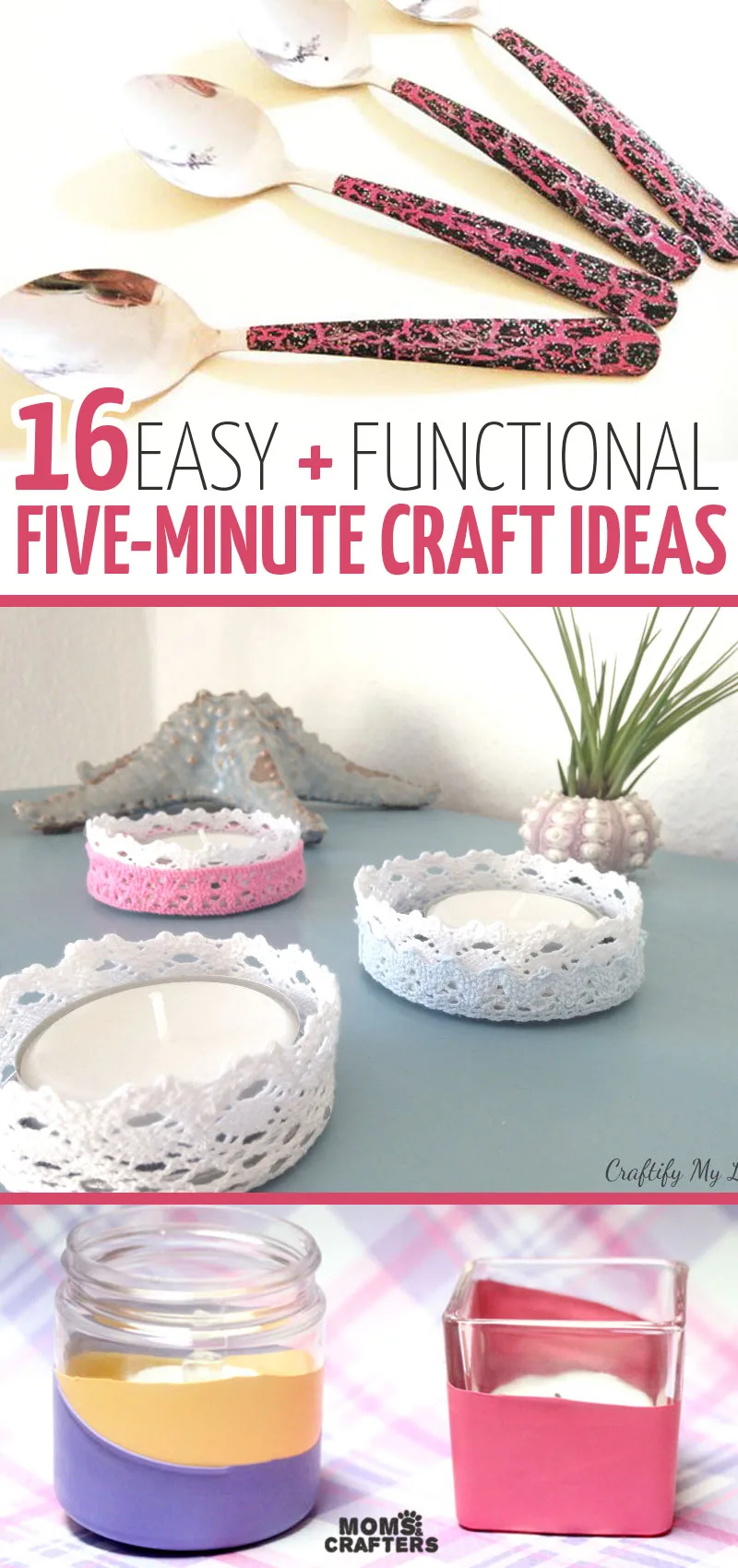 Click for the ultimate list of five minute crafts - DIY projects that you can make in 5 minutes or less! This includes home decor crafts, DIY toys, kids crafts, paper crafts, and more quick and easy craft tutorials for beginners. #crafts #diy