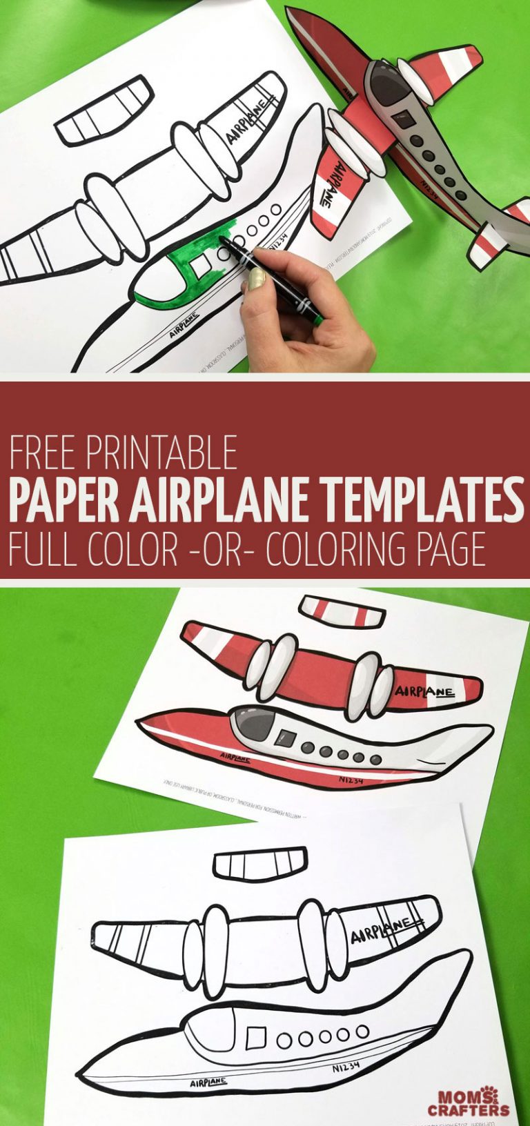 Easy paper airplane templates to print color craft and fly 