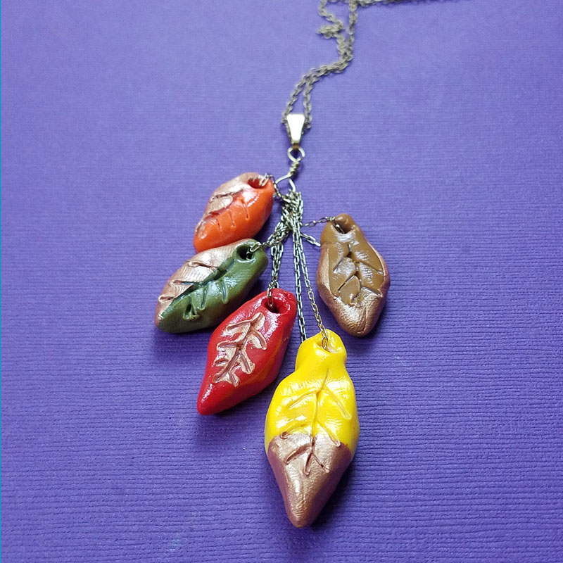 Leaf Necklace - Make a Cascading Polymer Clay Pendant for Fall