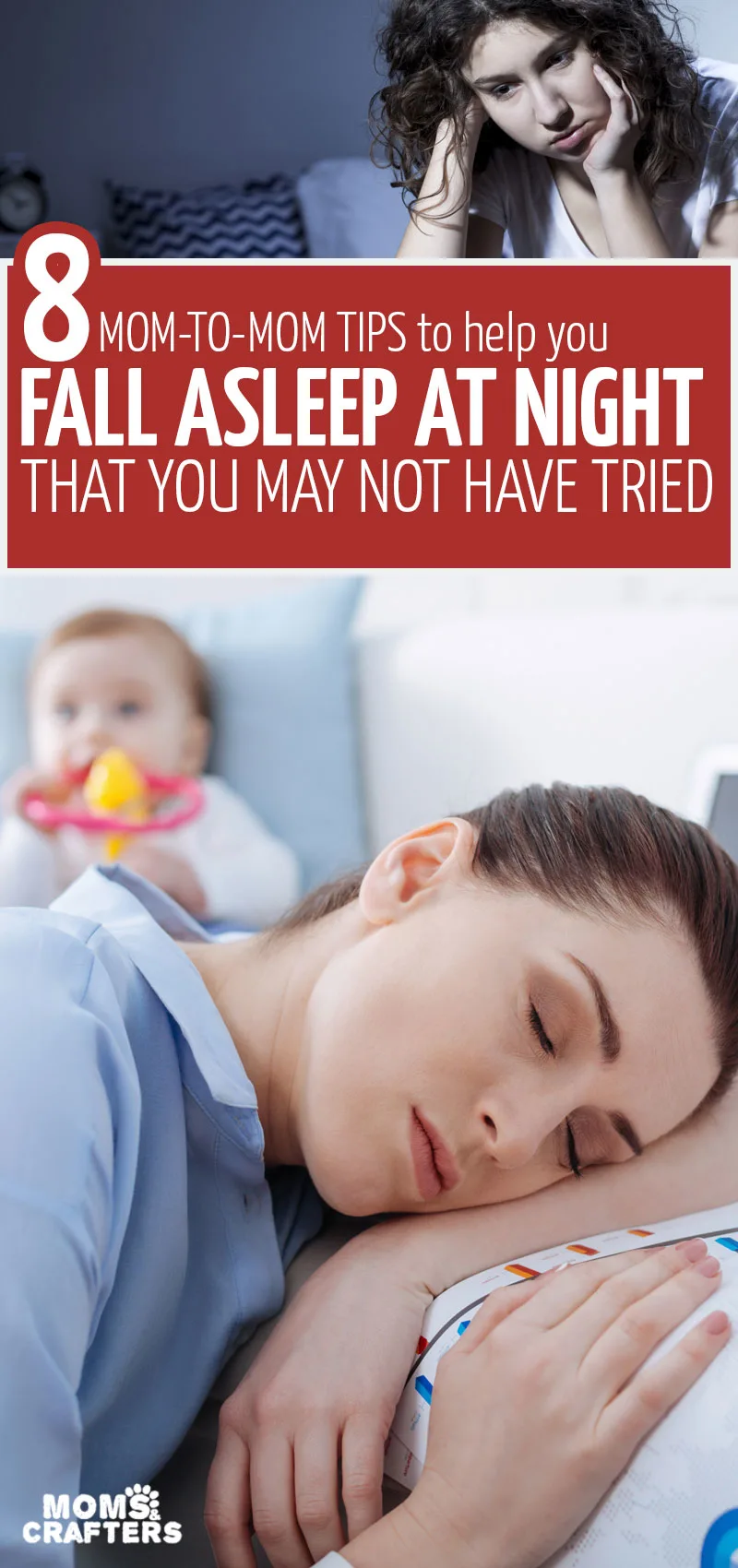 Click for 8 mom insomnia tips for falling asleep at night quickly! These parenting tips are super helpful and important self care for moms
