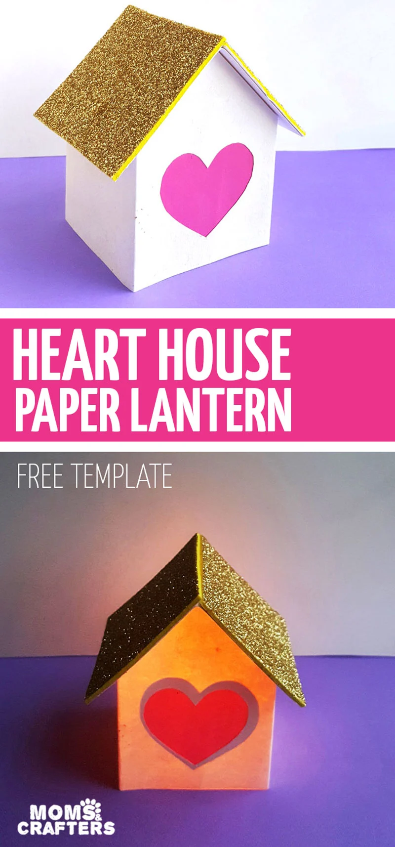 These fun valentine paper lanterns come with a free template for you to enjoy! A fun valentine's day hearts paper craft, this sweet house lantern is fun for kids, teens, and grown-ups
