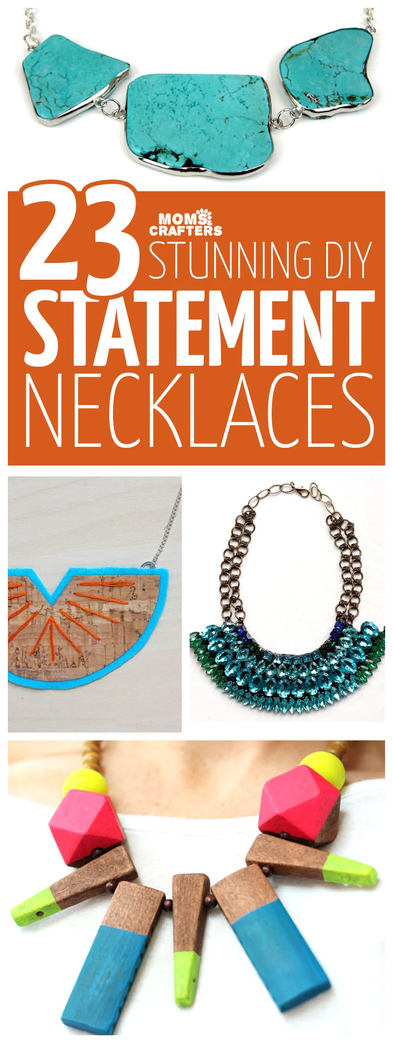 Click for 23 DIY statement necklace ideas for beginners through experts! These beautiful DIY necklaces jewelry making tutorials are perfect for teens and grown-ups too.