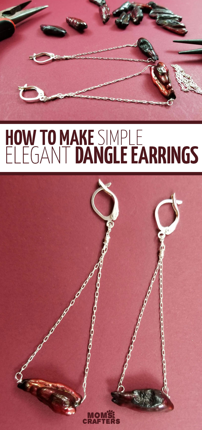 Click for an awesome DIY beaded earrings tutorial for any purpose! These trapeze dangle earrings use beads and wire, and are easy to make. Learn how to make DIY earrings that are simple and minimalist for teens