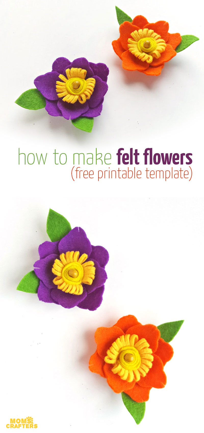 diy felt flowers free printable template moms and crafters