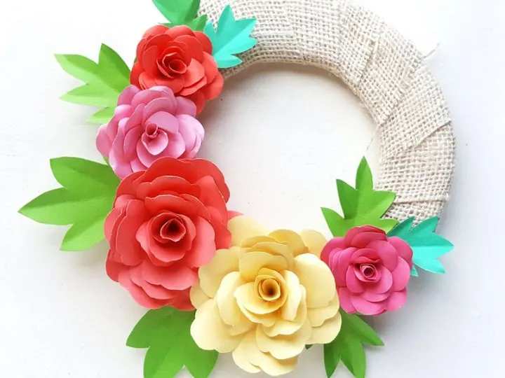 DIY Paper Roses Spring Wreath