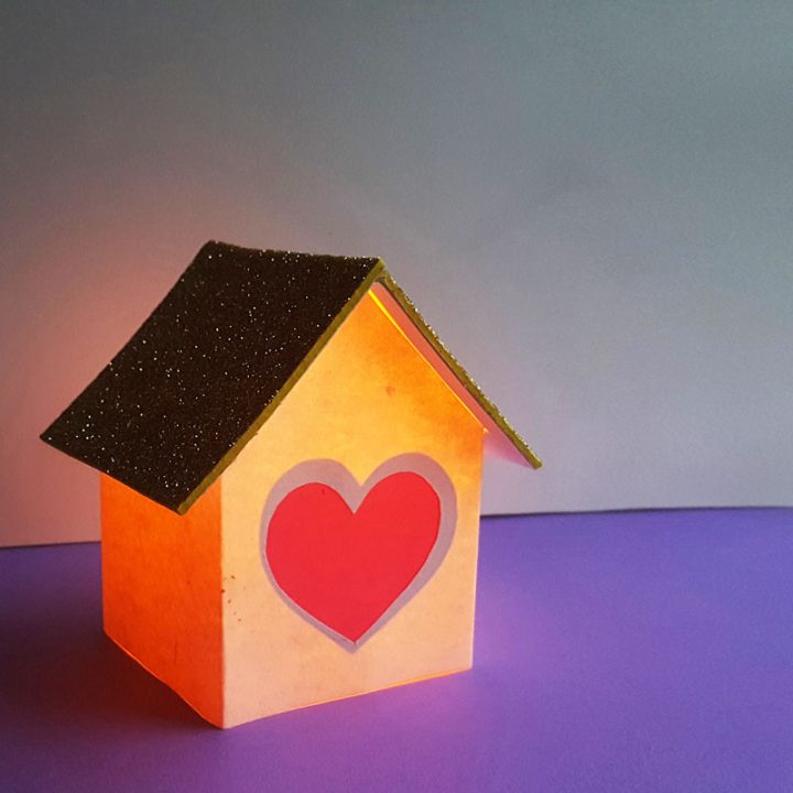 Valentine Paper Lantern Heart House (free template)