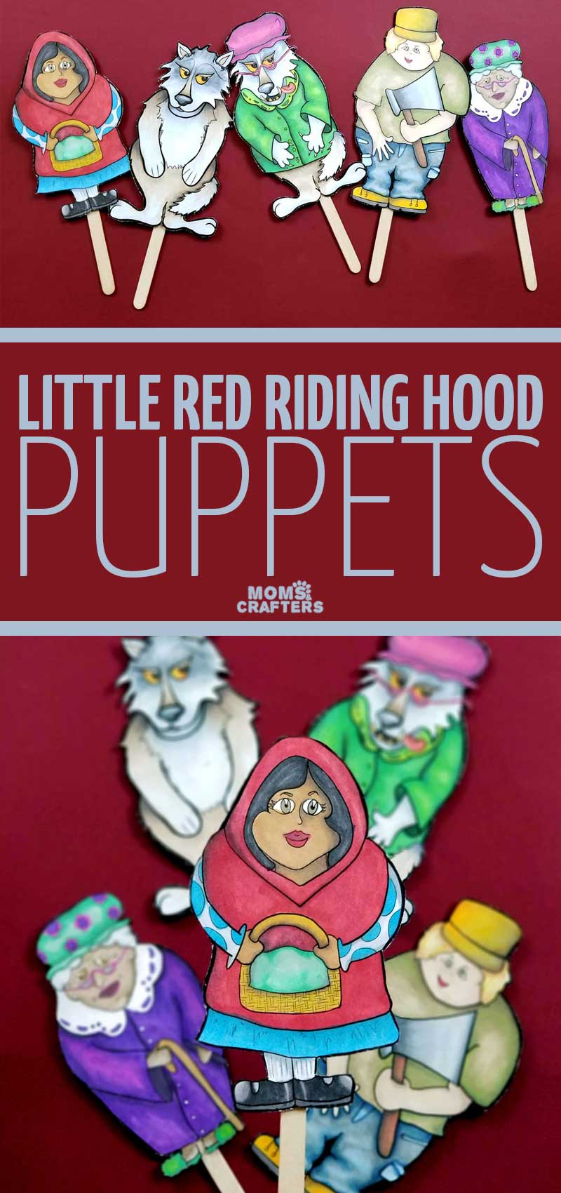 Click to download beautiful Little Red Riding Hood puppets - these paper puppets are perfect for storytelling with kids! It's a fun literacy activity and beautiful multicultural puppets for teaching kids naturally about diversity.