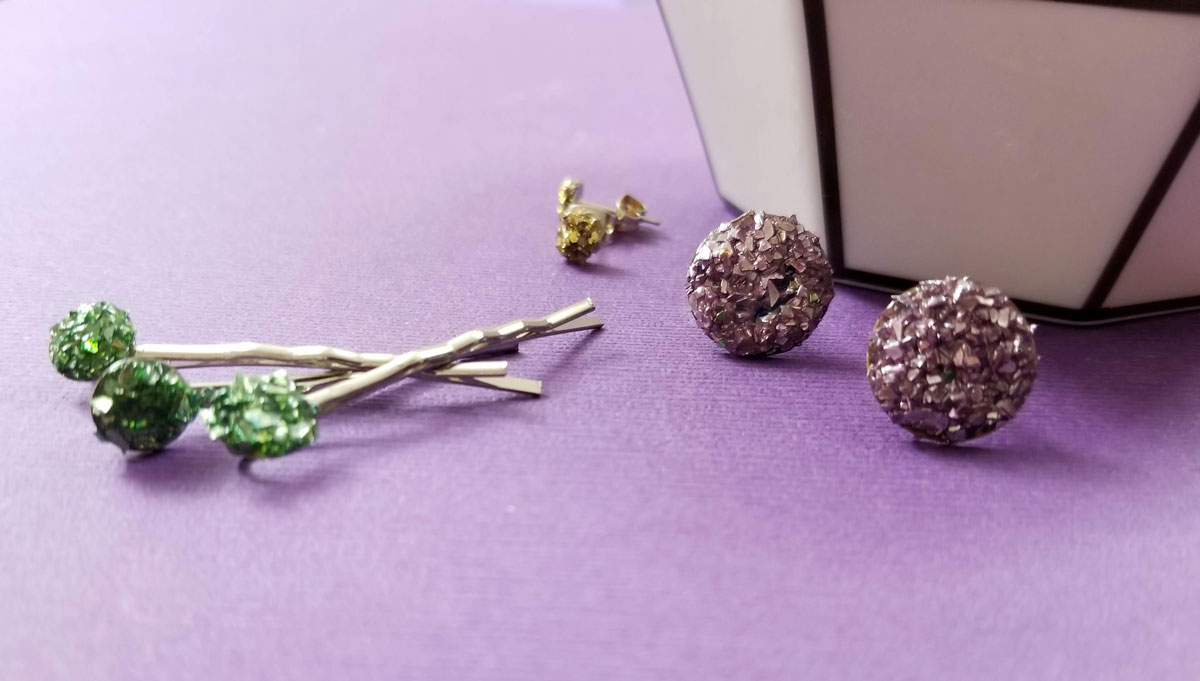 Small Purple Druzy Earrings (8mm)