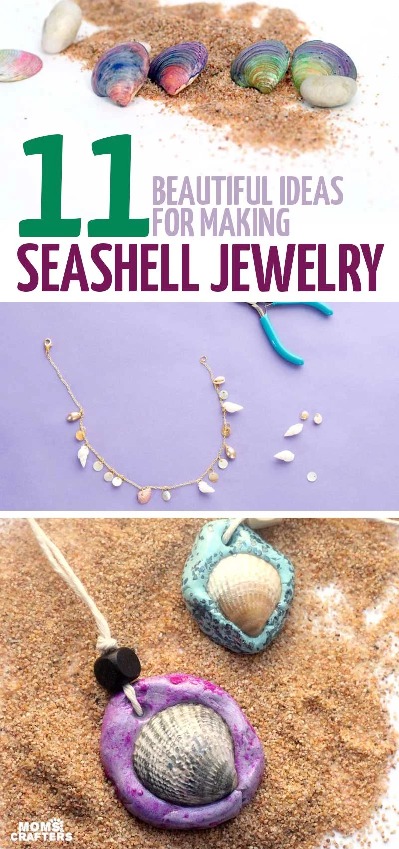 Click for the motherload of seashell jewelry DIY ideas! In this post you'll find DIY necklaces, earrings, and bracelets, all seashell crafts! These crafts are fun for summer and for teens. 