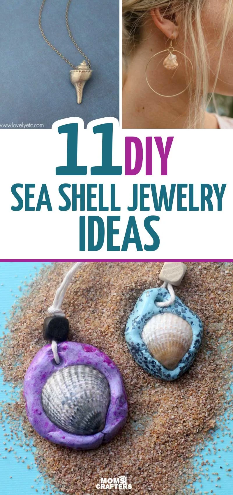 If you love seashell jewelry DIY ideas you'll love this list of seashell necklaces bracelets and earrings! These cool sea shell craft ideas are fun summer crafts for teens and tweens, and everyone else!