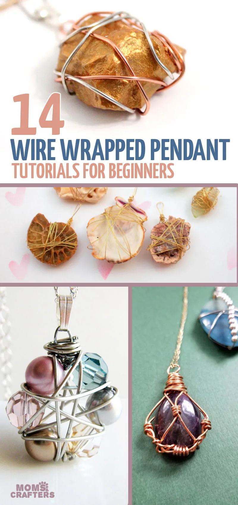 Click to learn how to wire wrap a pendant with 14 cool jewelry making projects for beginners!