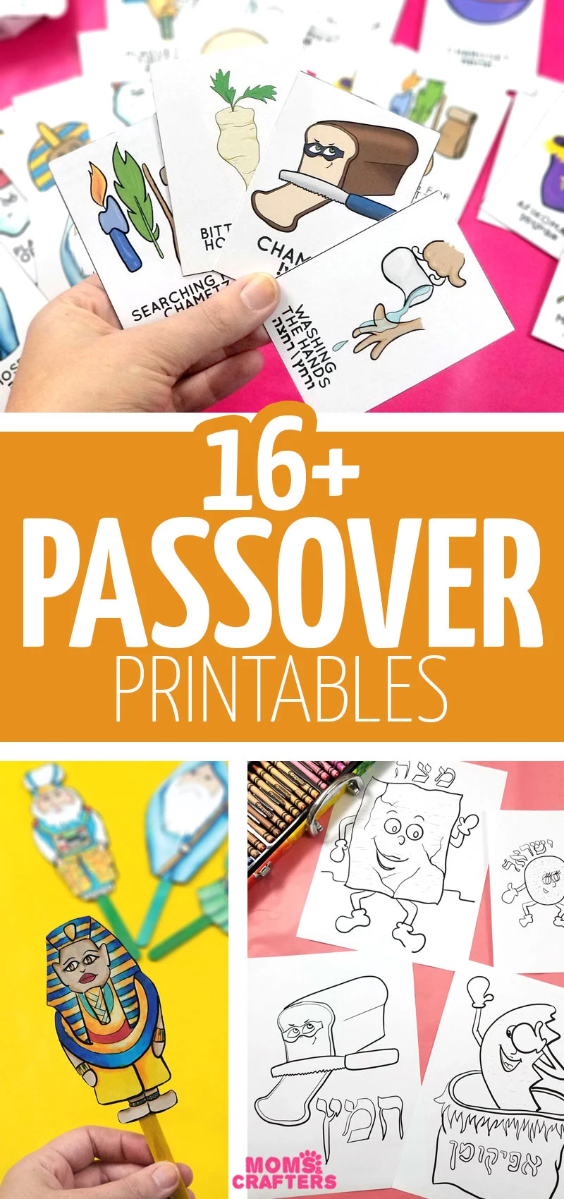 Click for over 16 cool Passover printables - including table decorations, kids activities crafts and coloring pages, Pesach makkot and ten plagues puppets, and more!