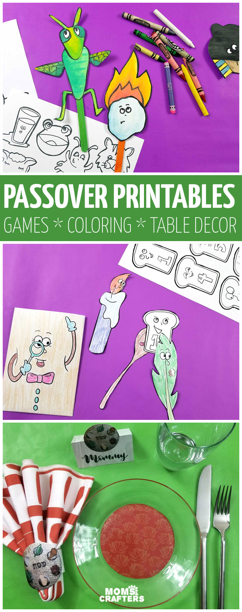 This huge list of passover printables for kids is so cool! Pesach coloring pages for kids and adults, table decorations and seder tablescape ideas and so many games and activities for kids. 