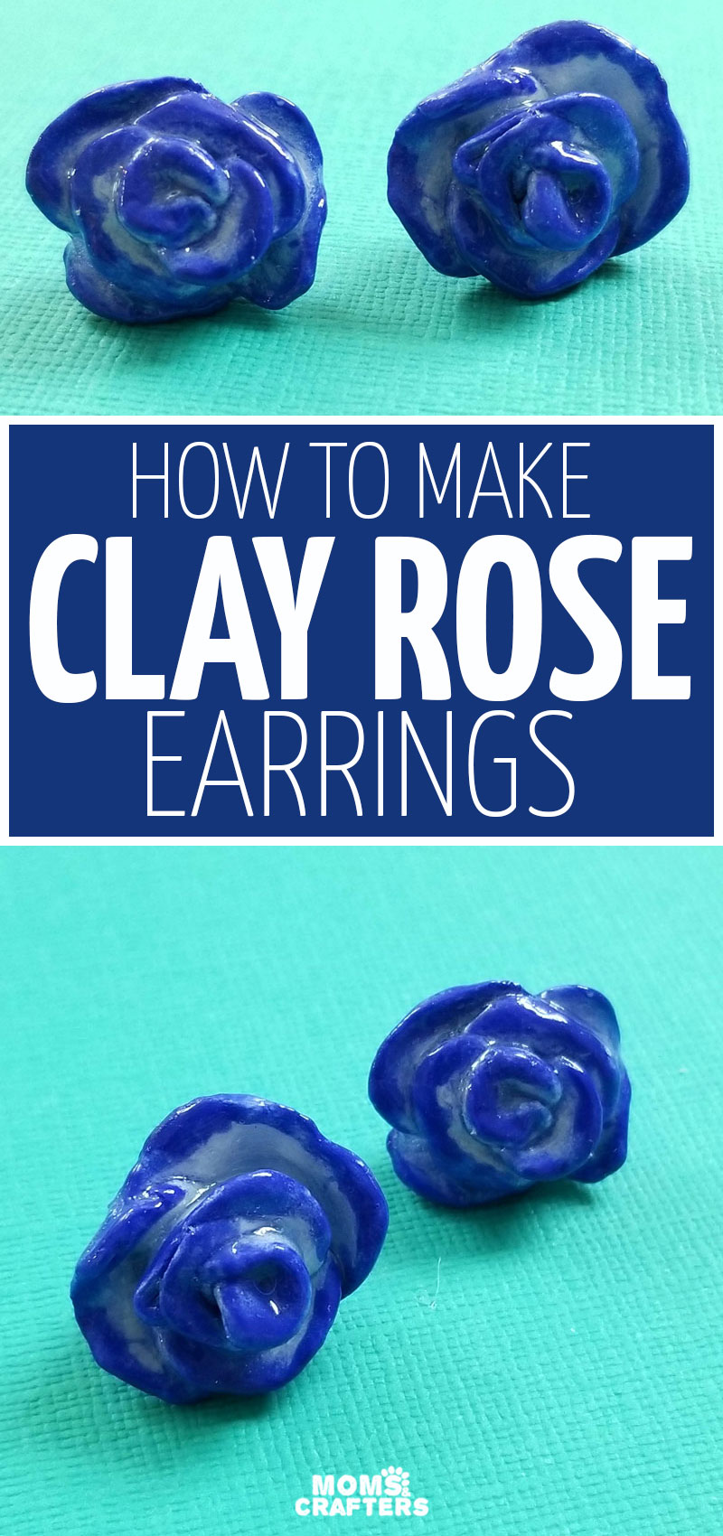Click to learn how to make clay rose earrings with a beautiful watercolor finish! These dramatic studs statement earrings are a fun Spring and summer craft for teens and tweens and an easy jewelry making project for beginners.