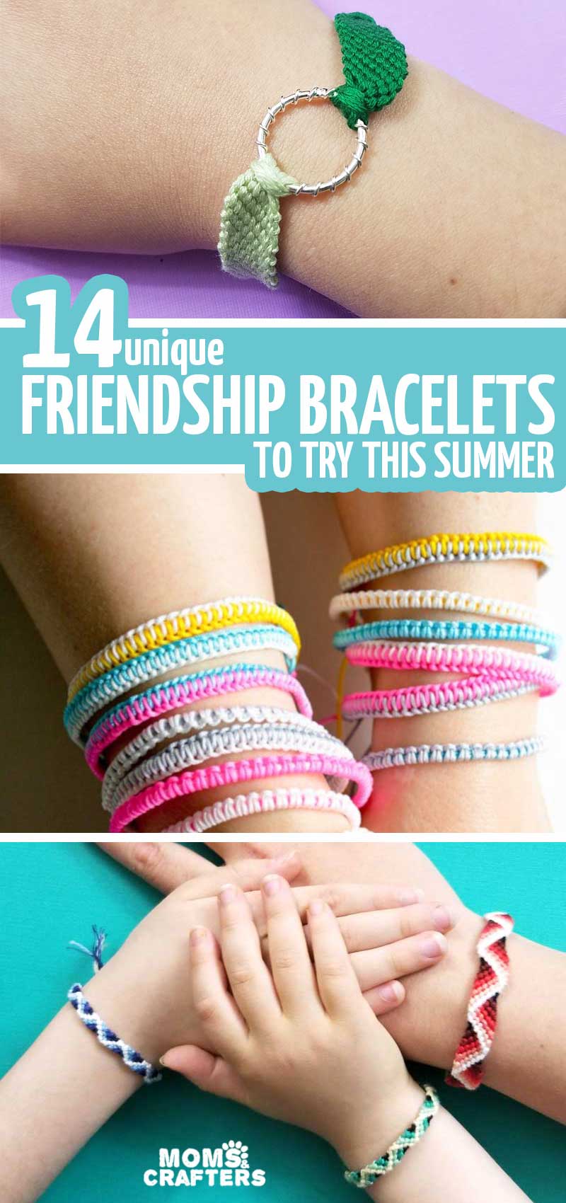 14 DIY frienship bracelets from string and beads and other cool ideas! These cool crafts are perfect summer crafts for teens and tweens and easy jewelry making projects for kids. 