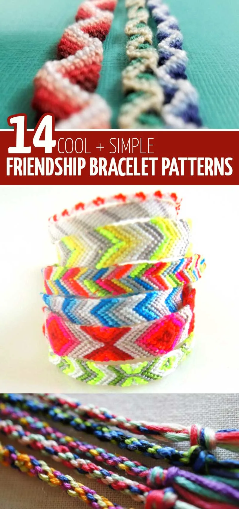 Click to find 14 cool diy friendship bracelets patterns and tutorials for teens, tweens, and adults, beginner and advanced, knotting and macrame bracelet tutorials and how to make friendship bracelet with beads and more unique materials