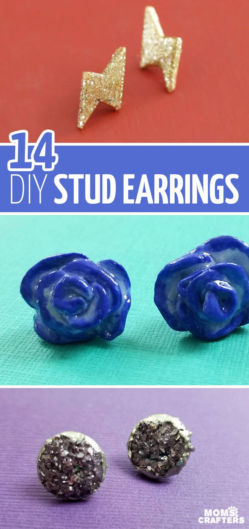Click for 14 brilliant earring studs DIY ideas and jewelry making tutorials for beginners! These beautiful crafts for teens are simple and gorgeous - and totally unique statement earrings.