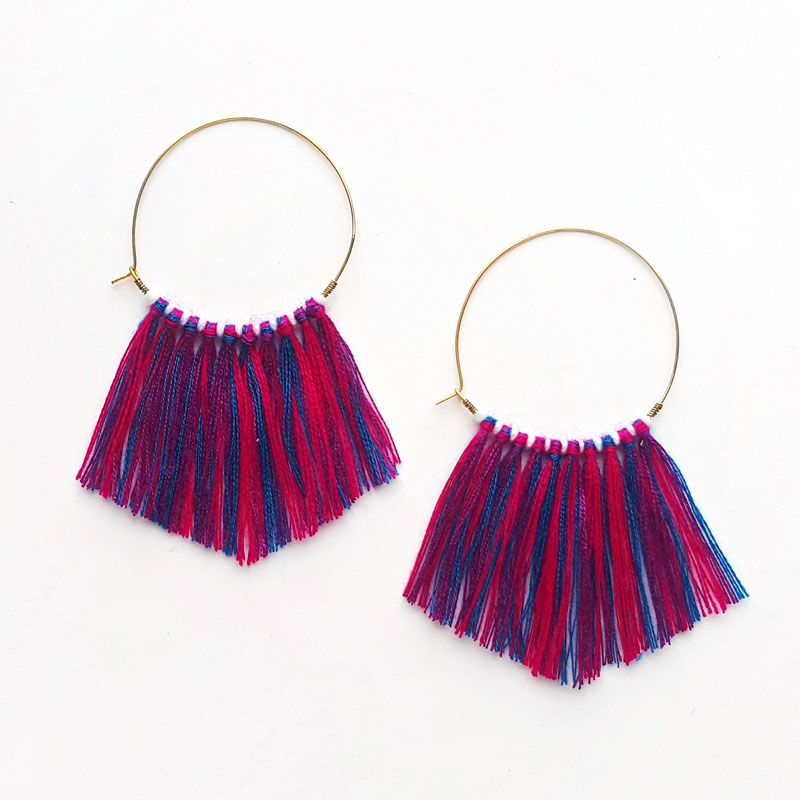 Large Macrame Hoop Fringe Earrings  Corey Lynn Calter  CLC by Corey Lynn  Calter