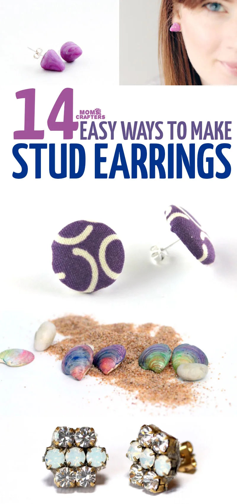 Click for some beautiful statement stud earrings DIY ideas for teens and tweens, and grown-ups too! This beautiful easy DIY jewelry is perfect for beginners. 