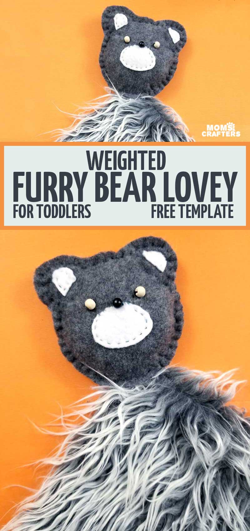 Click to download this adorable bably lovey pattern - a fun and easy sewing pattern for beginners! This fun DIY toddler gift idea is weighted and a great sensory toy for young kids, and a fun DIY gift and mom craft.