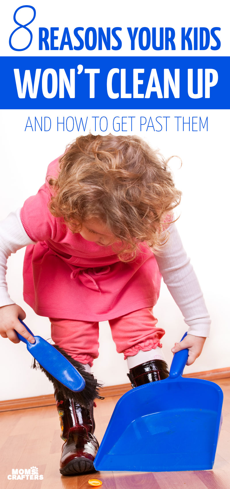 Click for 8 tips for getting kids to clean up and advice on how to get kids to do chores - especially two year olds, three year olds, four year olds, and five year olds. Includes reward chrat and incentive ideas too.