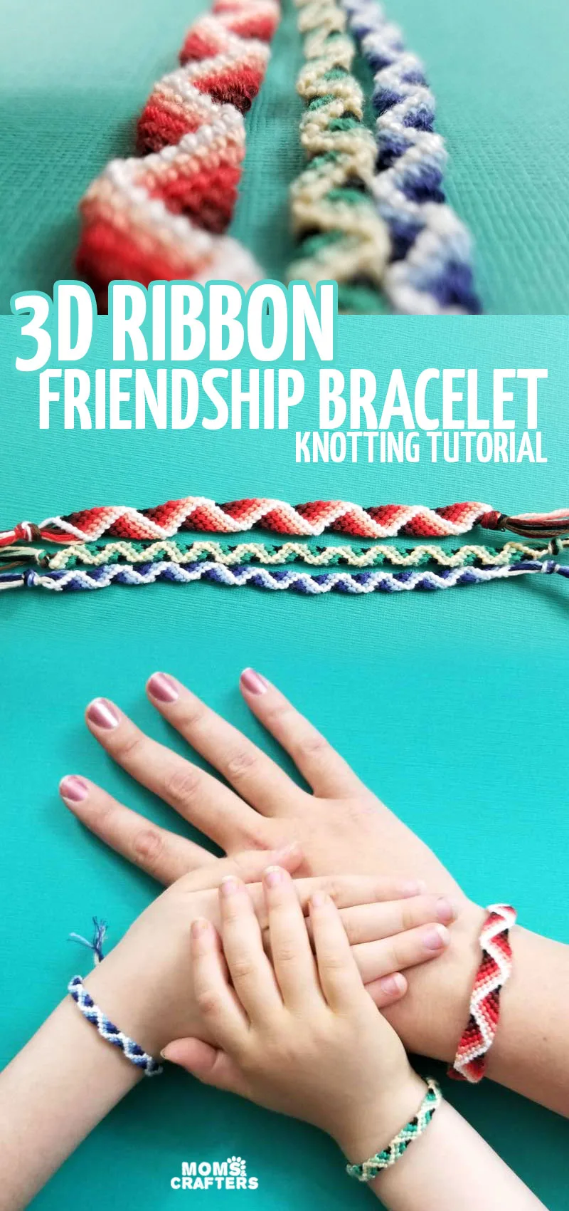 Click to learn how to mkae a 3D zig zag friendship bracelet from embroidery floss. This fun bracelet knotting tutorial is a fun jewelry making and summer crafts for teens and tweens. 