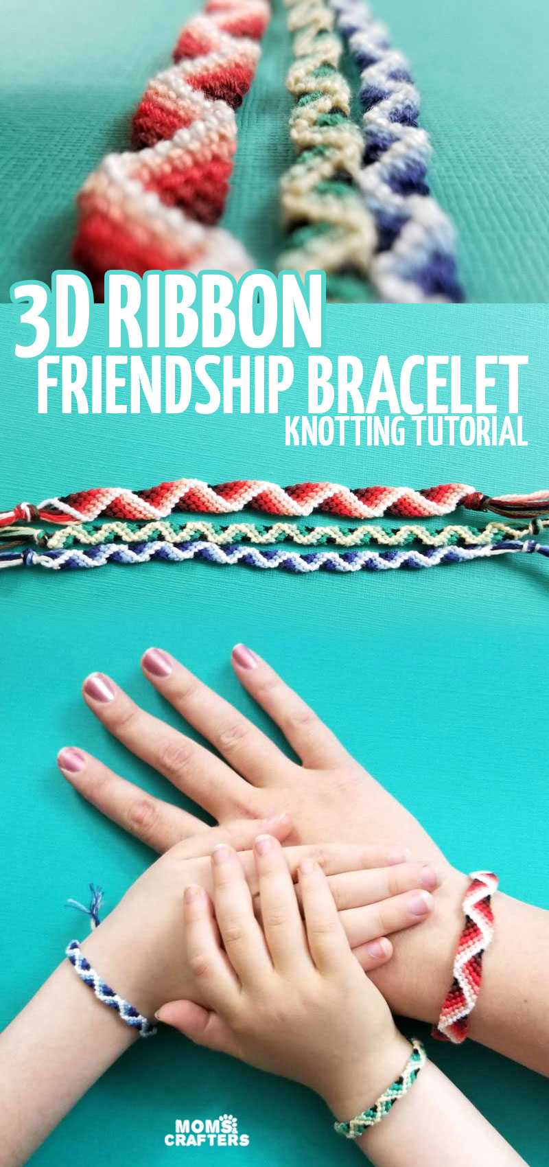 Click to learn how to mkae a 3D zig zag friendship bracelet from embroidery floss. This fun bracelet knotting tutorial is a fun jewelry making and summer crafts for teens and tweens.