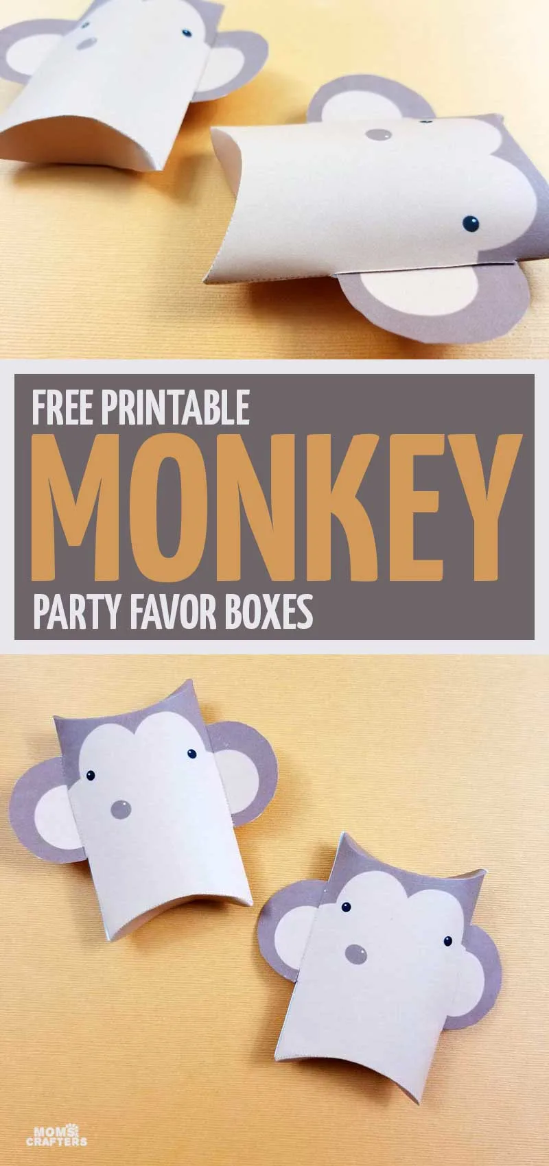 Pin it: these fun monkey party favors will be the hit of your monkey birthday parties! Click for the free printable treat boxes. More monkey birthday party ideas coming soon.
