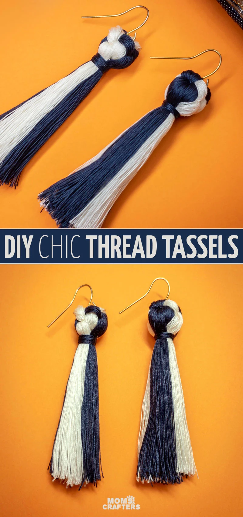 Click to learn how to make earrings with thread. These fun dangle tassel earrings are sophisticated but an easy jewelry making project for beginners. You'll love this silk thread earring tutorial