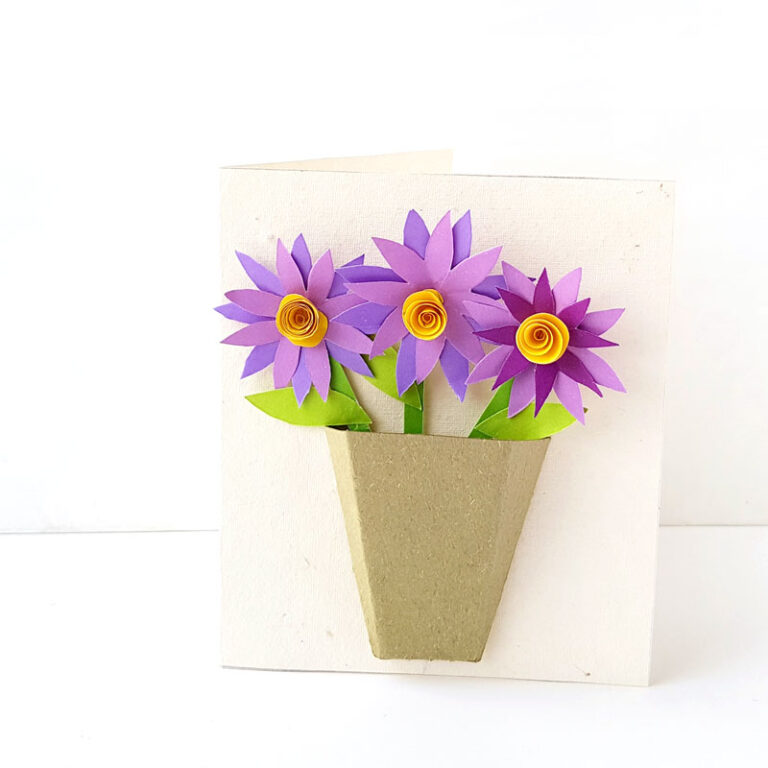 3D Flower Bouquet Card Paper Flower DIY Card * Moms and Crafters