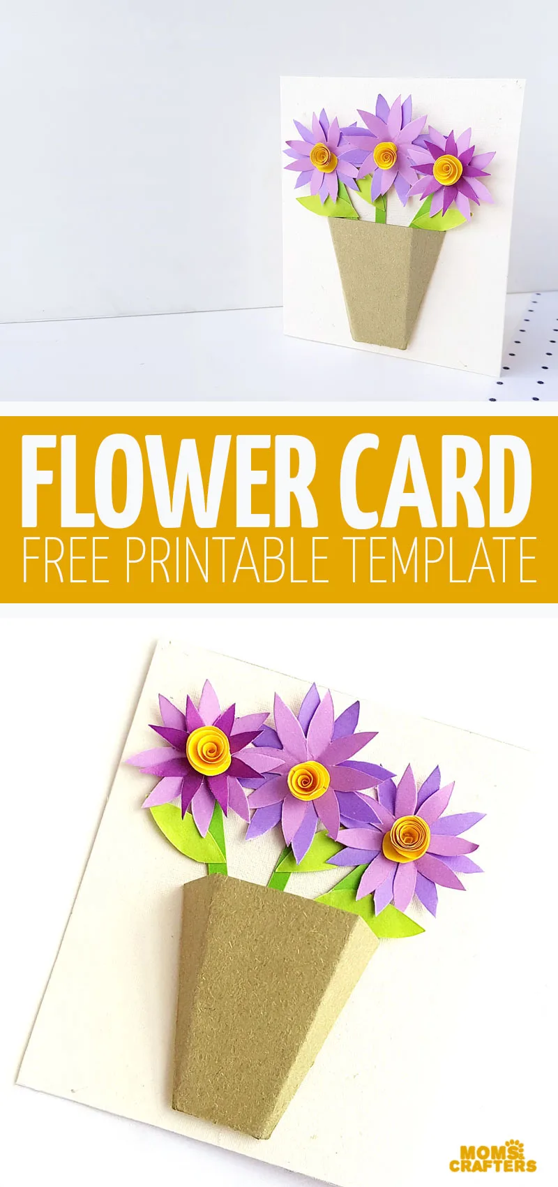 Learn how to make a 3D flower bouquet card with this free printable paper craft template! This is fun for Mother's Day, or do it in poinsettia colors for Christmas.