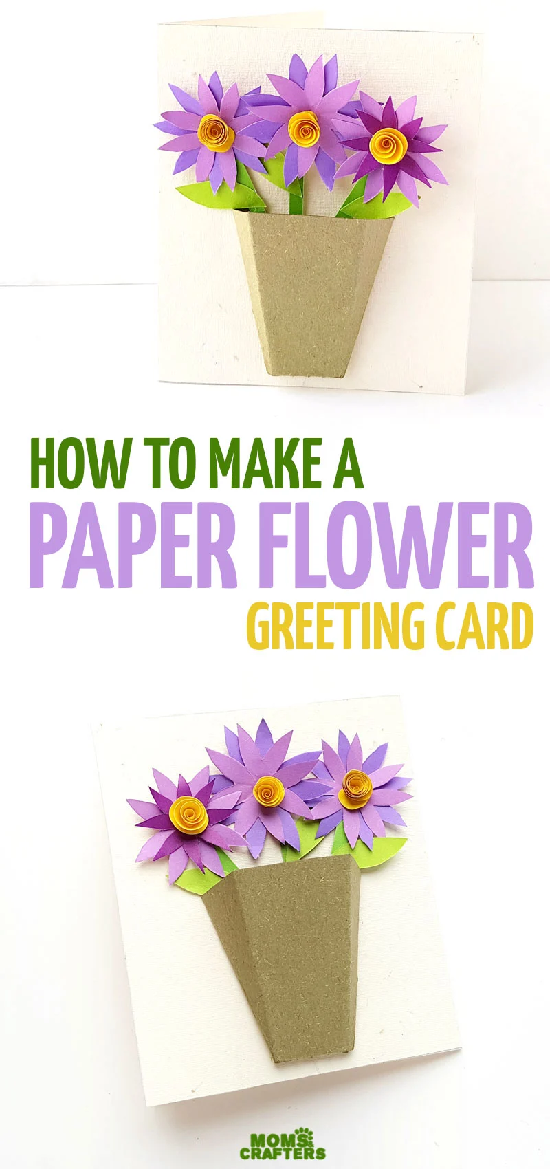 Make a DIY paper flower card with a 3D flower bouquet - a fun and easy paper craft for teens and tweens, for Spring, or for any time