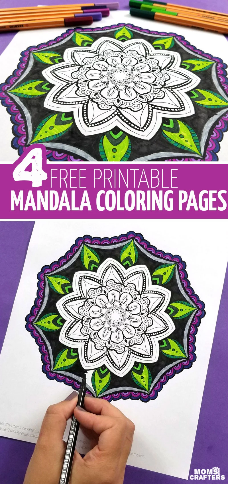 4 free printable mandala coloring pages for adults, teens, and tweens! Try some mindful, stress-reducing, relaxing colouring for grown-ups