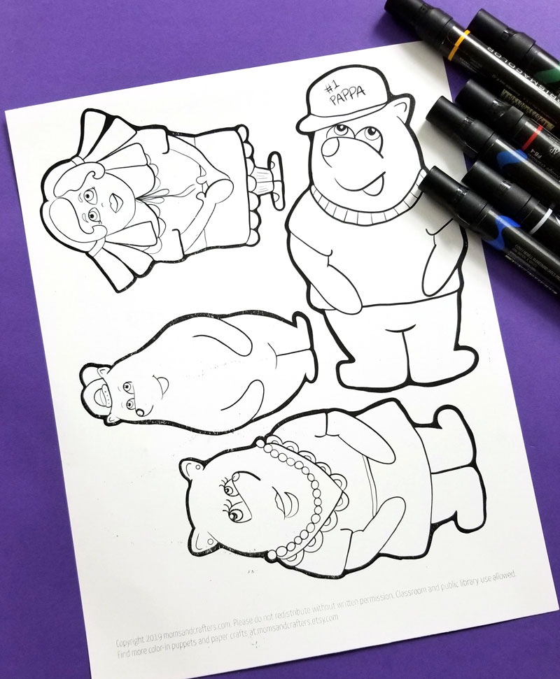 Labor Grafting Mammalian Goldilocks Puppets Printable Grip Zone Roller
