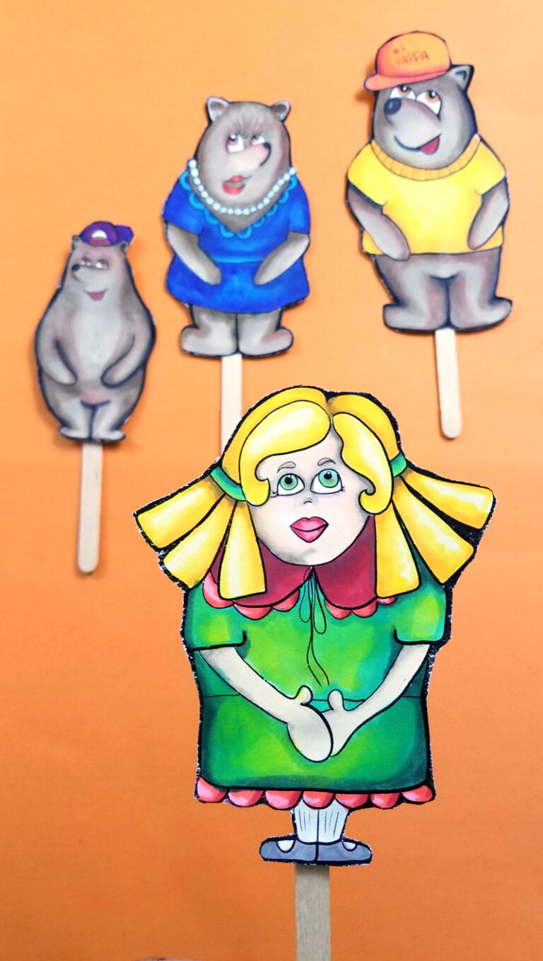 Goldilocks and the Three Bears Printable Puppets * Moms and Crafters