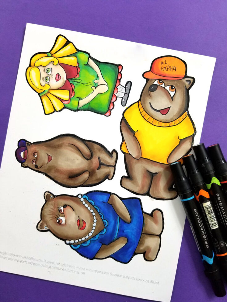 Goldilocks and the Three Bears Printable Puppets * Moms and Crafters