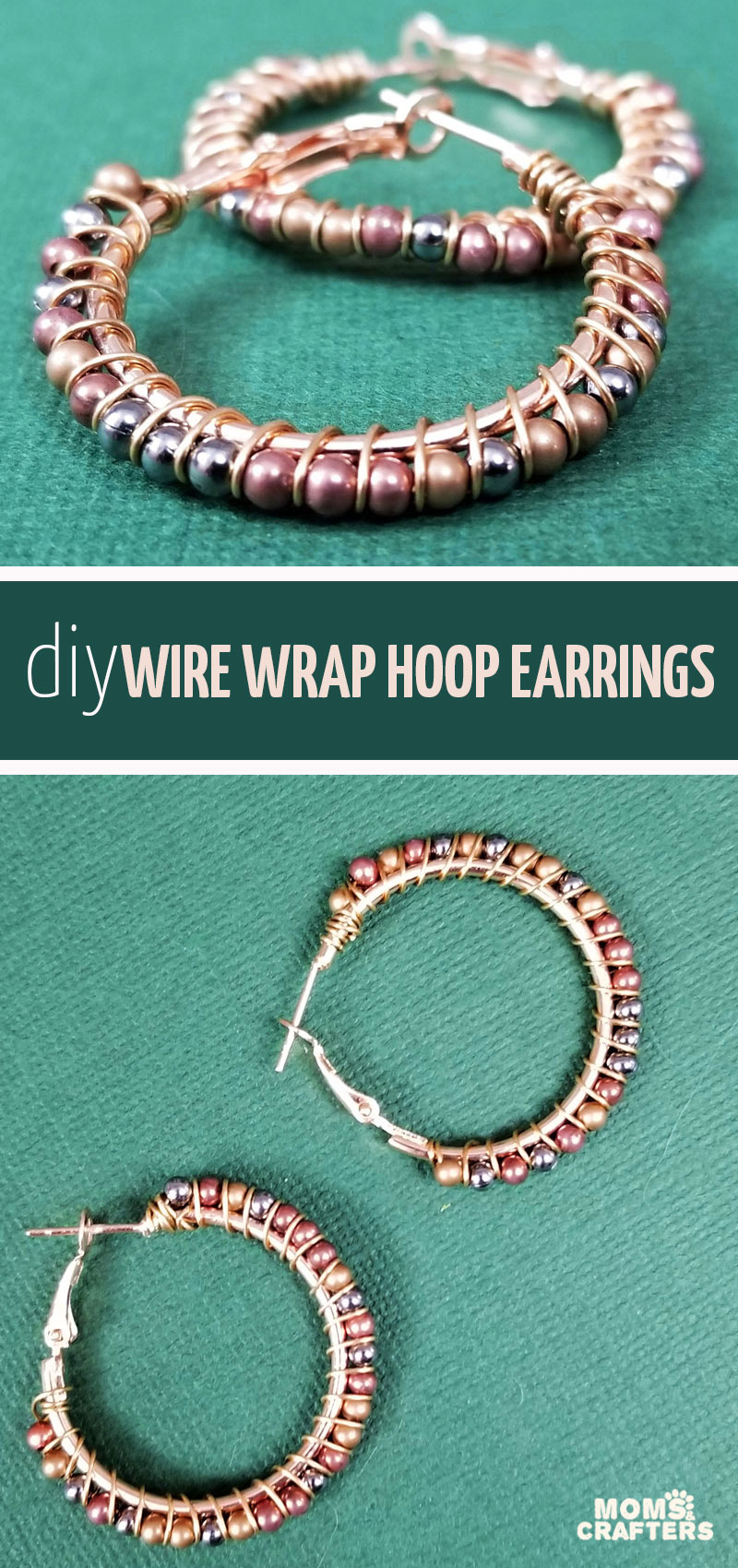 Click to learn how to mkae DIY wire wrapped hoops! This tutorial will teach you how to wire wrap hoop earrings in an easy jewelry making project for teens and beyond.