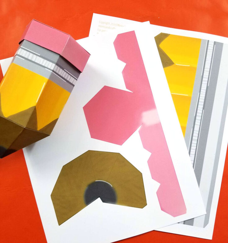 Pencil Box Template Back to School Favor Box from Paper