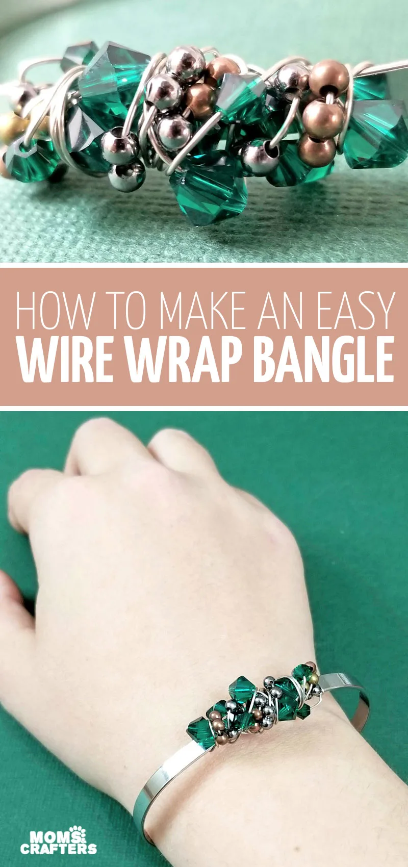 Make a stunning freeform wire wrapped bangle bracelet tutorial for beginners! You'll learn how to wire wrap bracelets and other jewelry. This jewelry making project for beginners looks really elegant and is great for Christmas or any day