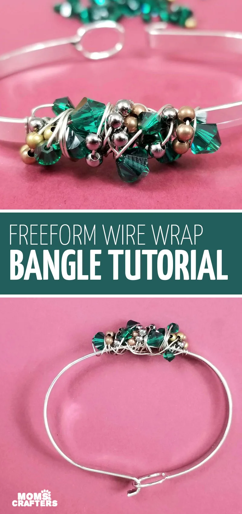 Click for this super duper easy wire wrapped bangle bracelet tutorial - a fun DIY wire wrapping project and jewery making idea for beginners through advanced!