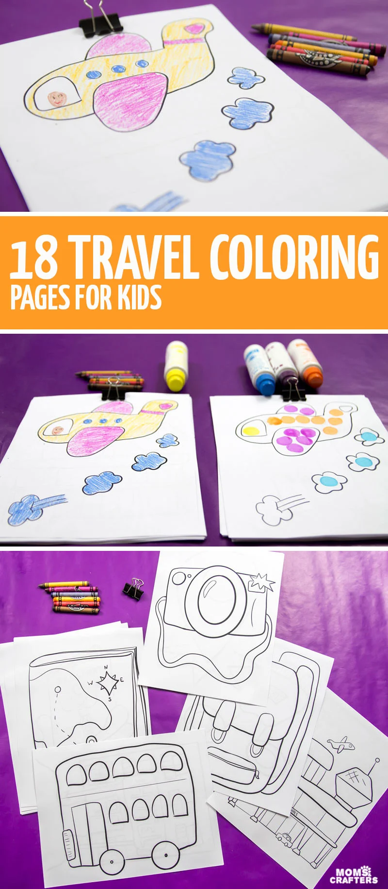 Click to check out this cool bundle of traveling coloring pages for kids - the perfect travel activities for toddlers and preschoolers to do on the airplane - and great plane travel activity binder fillers!