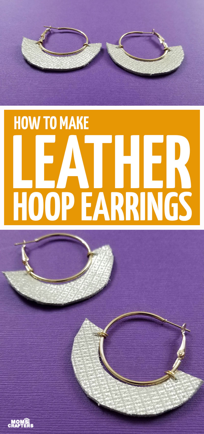 Click to learn how to make DIY leather hoop earrings using just a few materials! You need no experience to make this beginner jewelry making project and leather craft!