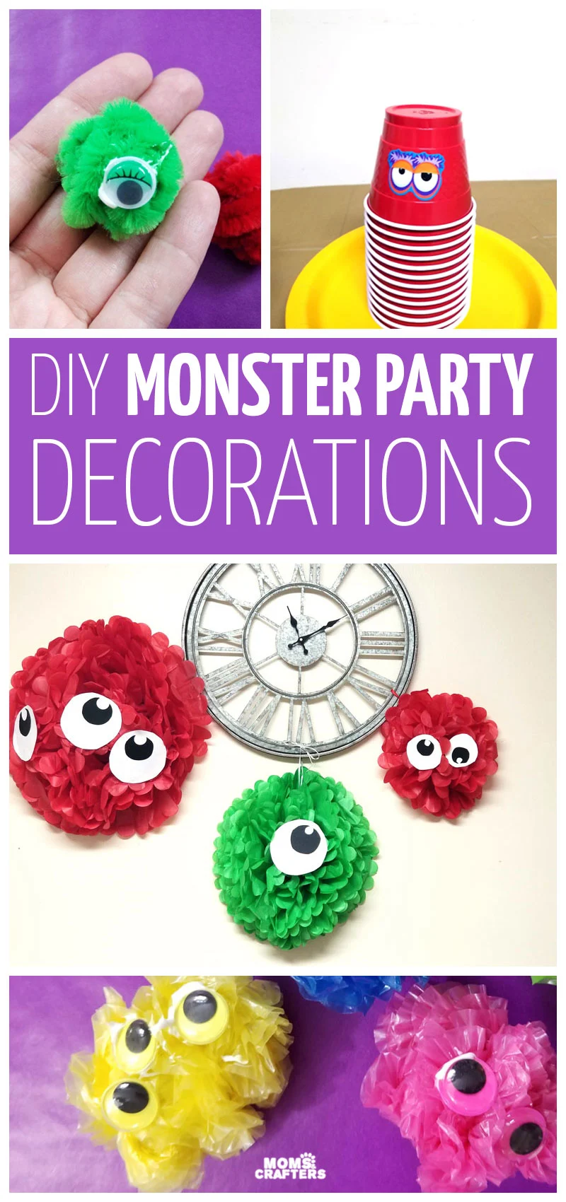 DIY monster party decorations that are easy to make - kids can help too! Such a fun theme for a three year old birthday party idea.